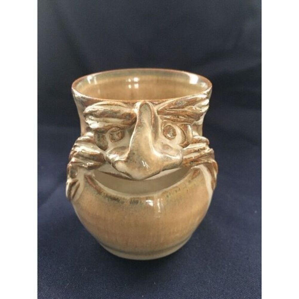 Handcrafted Ceramic Smiling Face Candleholder‎ Jar By Potts